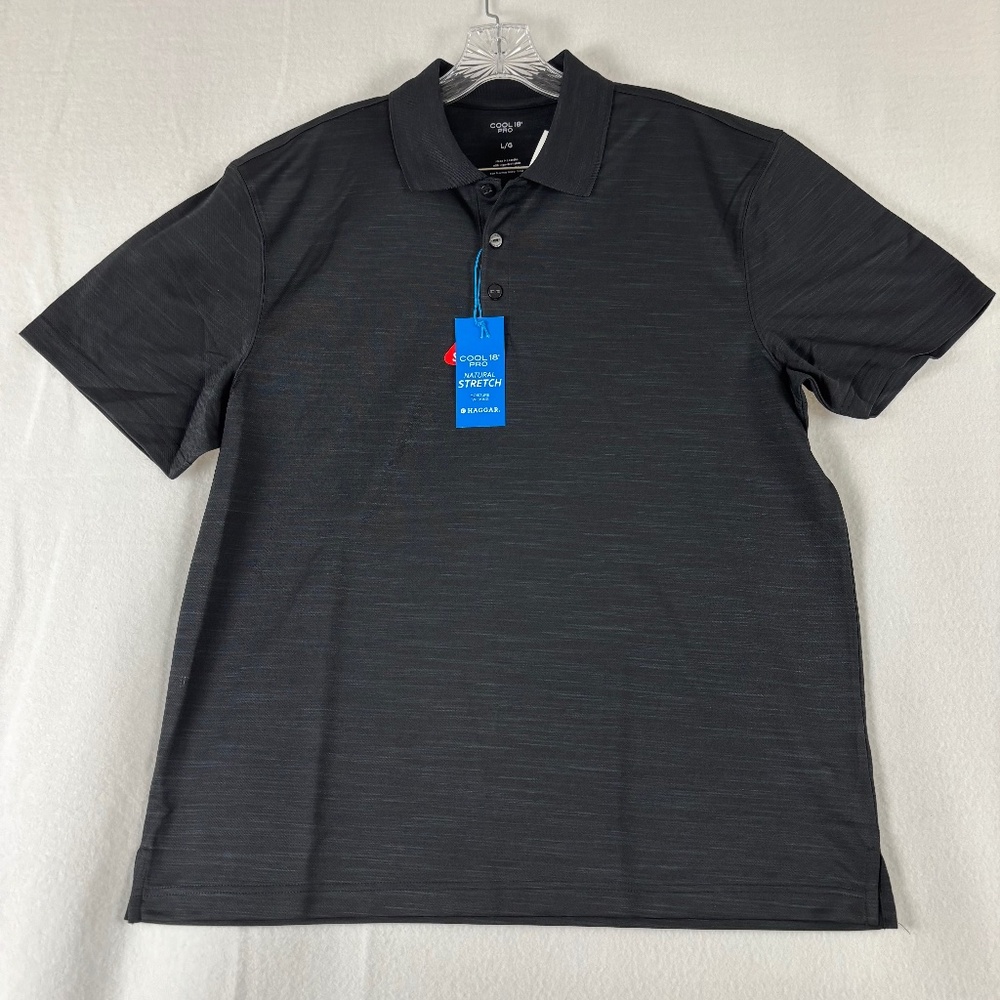 Haggar, Golf, Cool 18 Pro, Men’s Size L Polo, Short Sleeve, Black NWT Quick Dry